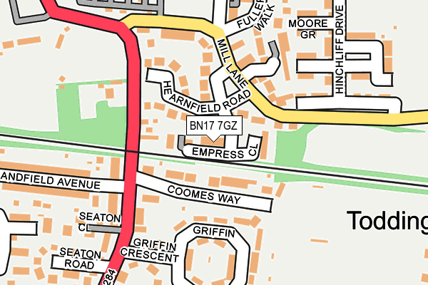 BN17 7GZ map - OS OpenMap – Local (Ordnance Survey)