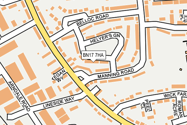 BN17 7HA map - OS OpenMap – Local (Ordnance Survey)