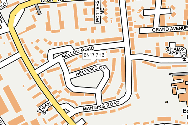BN17 7HB map - OS OpenMap – Local (Ordnance Survey)