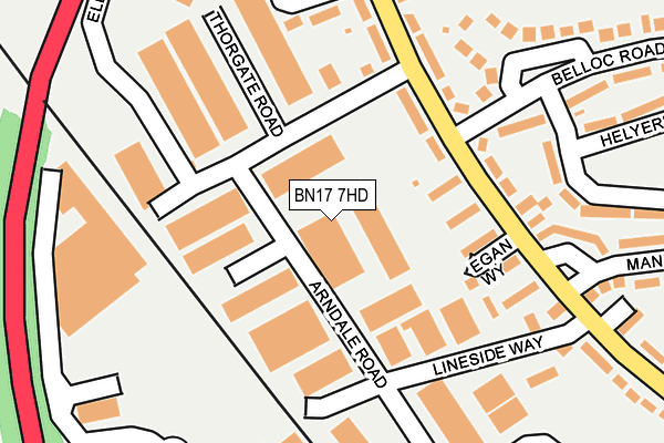 BN17 7HD map - OS OpenMap – Local (Ordnance Survey)