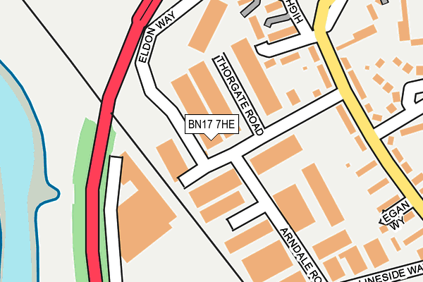 BN17 7HE map - OS OpenMap – Local (Ordnance Survey)