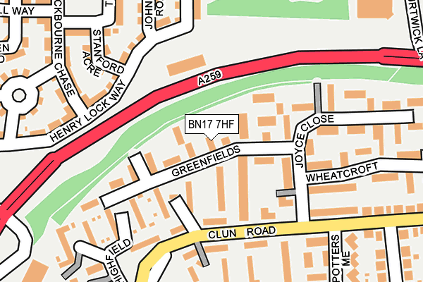 BN17 7HF map - OS OpenMap – Local (Ordnance Survey)