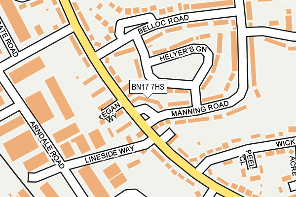 BN17 7HS map - OS OpenMap – Local (Ordnance Survey)