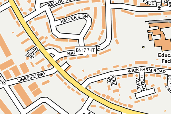 BN17 7HT map - OS OpenMap – Local (Ordnance Survey)