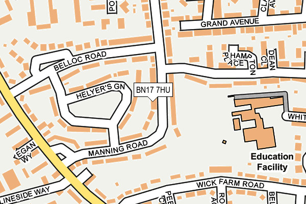 BN17 7HU map - OS OpenMap – Local (Ordnance Survey)