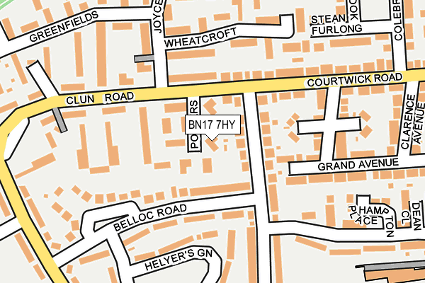 BN17 7HY map - OS OpenMap – Local (Ordnance Survey)