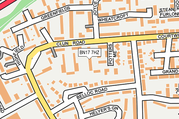 BN17 7HZ map - OS OpenMap – Local (Ordnance Survey)