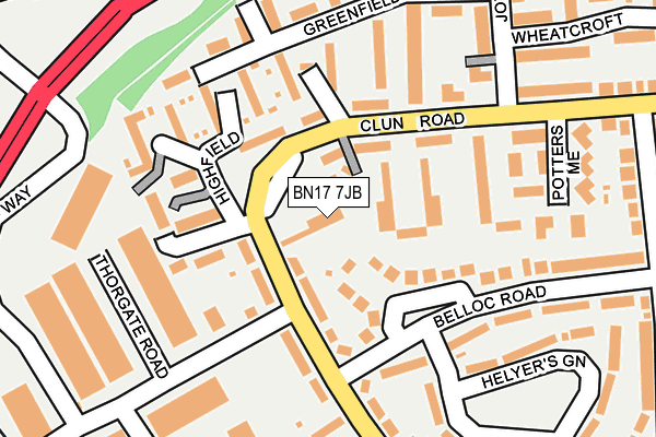 BN17 7JB map - OS OpenMap – Local (Ordnance Survey)