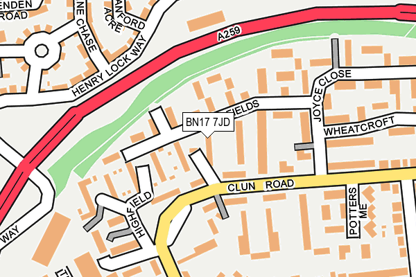 BN17 7JD map - OS OpenMap – Local (Ordnance Survey)