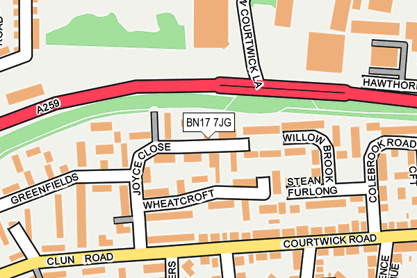 BN17 7JG map - OS OpenMap – Local (Ordnance Survey)