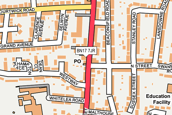BN17 7JR map - OS OpenMap – Local (Ordnance Survey)
