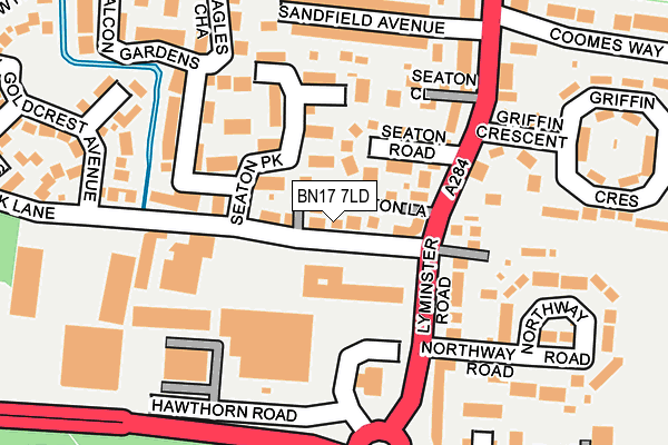 BN17 7LD map - OS OpenMap – Local (Ordnance Survey)
