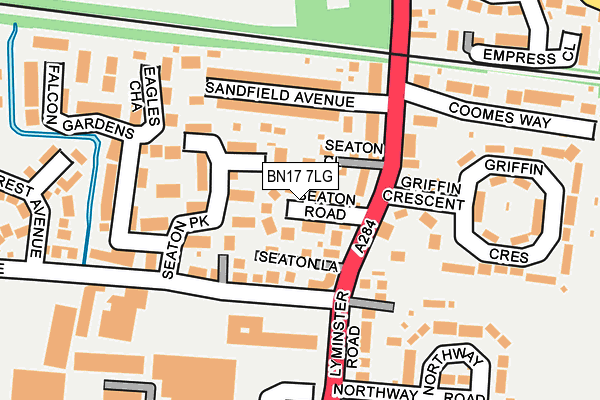 BN17 7LG map - OS OpenMap – Local (Ordnance Survey)