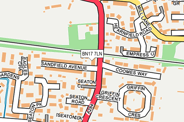 BN17 7LN map - OS OpenMap – Local (Ordnance Survey)