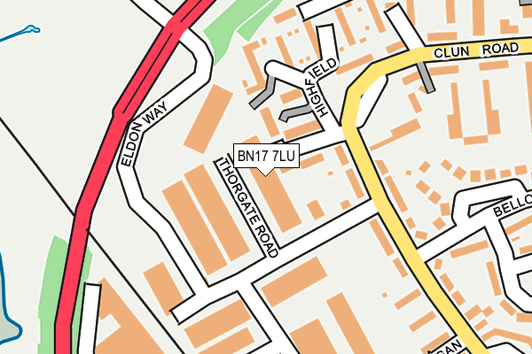 BN17 7LU map - OS OpenMap – Local (Ordnance Survey)