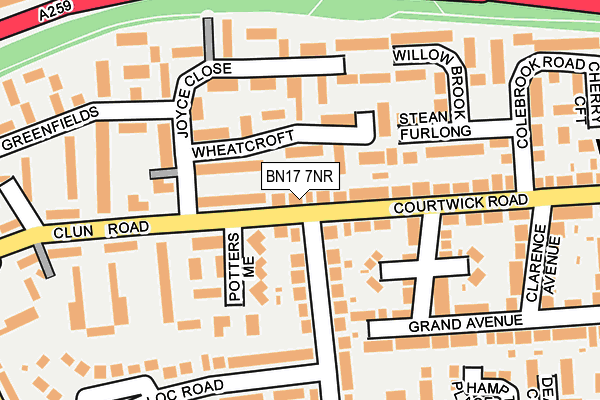 BN17 7NR map - OS OpenMap – Local (Ordnance Survey)