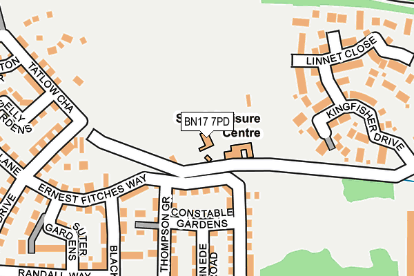 BN17 7PD map - OS OpenMap – Local (Ordnance Survey)