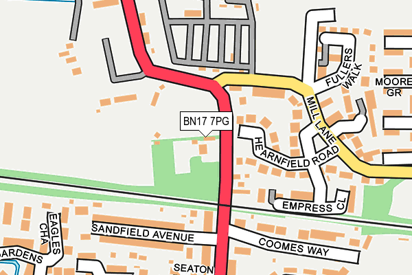 BN17 7PG map - OS OpenMap – Local (Ordnance Survey)