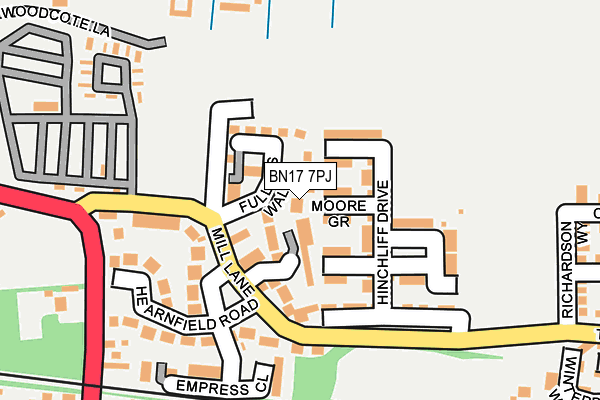 BN17 7PJ map - OS OpenMap – Local (Ordnance Survey)