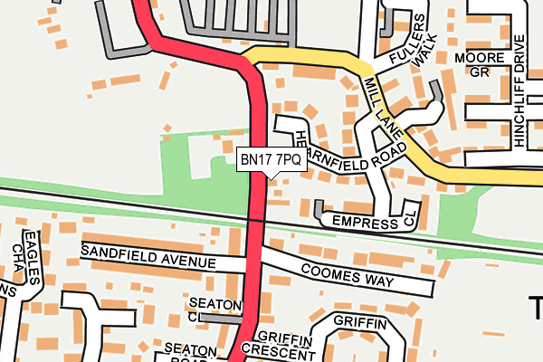BN17 7PQ map - OS OpenMap – Local (Ordnance Survey)