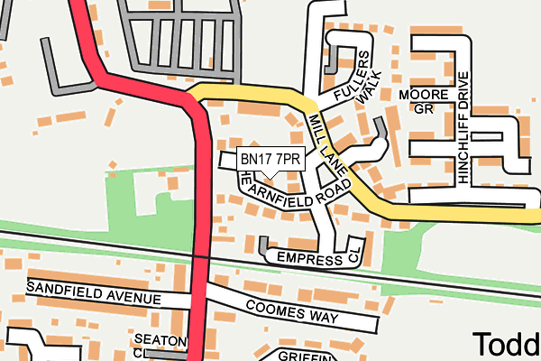 BN17 7PR map - OS OpenMap – Local (Ordnance Survey)