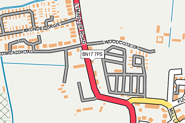 BN17 7PS map - OS OpenMap – Local (Ordnance Survey)