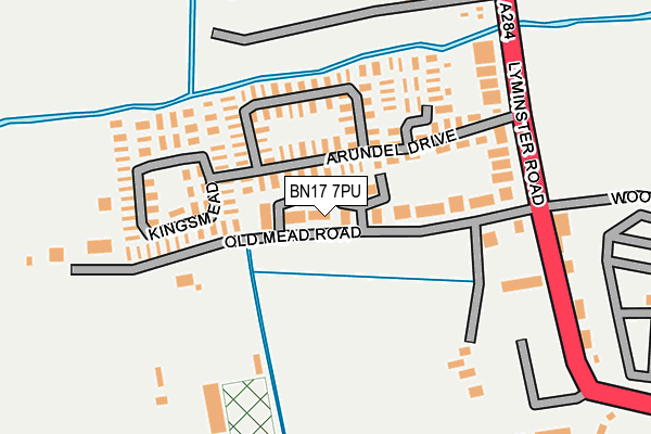 BN17 7PU map - OS OpenMap – Local (Ordnance Survey)
