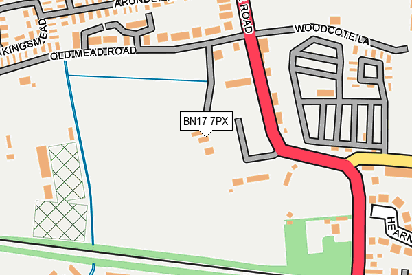BN17 7PX map - OS OpenMap – Local (Ordnance Survey)