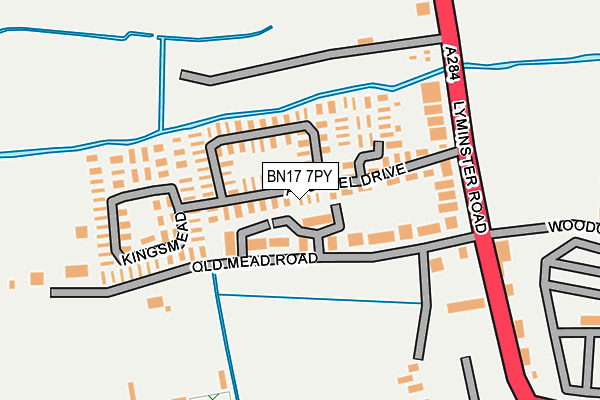 BN17 7PY map - OS OpenMap – Local (Ordnance Survey)