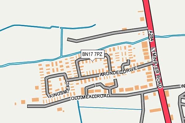BN17 7PZ map - OS OpenMap – Local (Ordnance Survey)