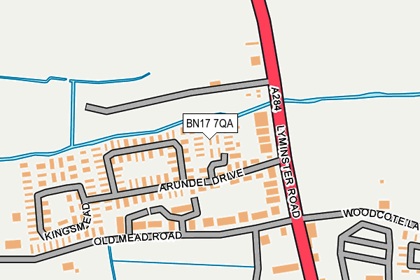 BN17 7QA map - OS OpenMap – Local (Ordnance Survey)