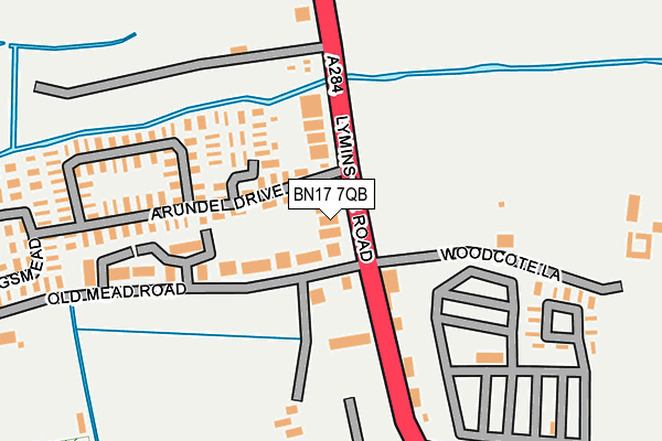 BN17 7QB map - OS OpenMap – Local (Ordnance Survey)