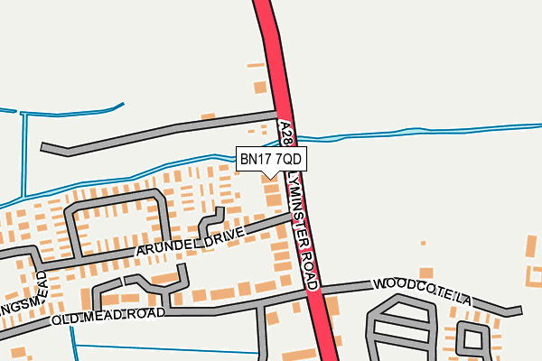 BN17 7QD map - OS OpenMap – Local (Ordnance Survey)