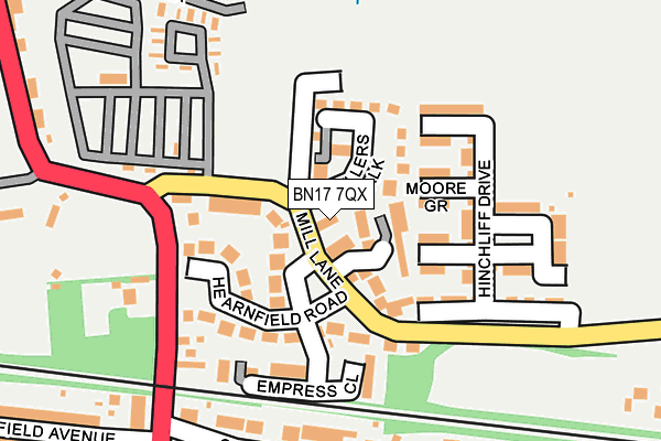 BN17 7QX map - OS OpenMap – Local (Ordnance Survey)