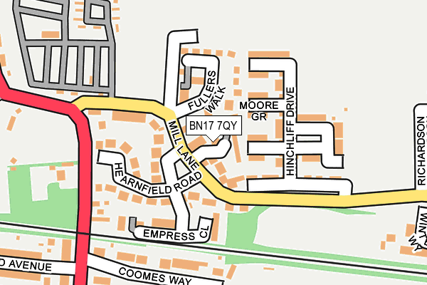 BN17 7QY map - OS OpenMap – Local (Ordnance Survey)