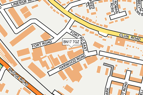 BN17 7QZ map - OS OpenMap – Local (Ordnance Survey)