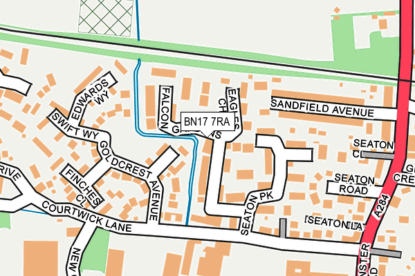 BN17 7RA map - OS OpenMap – Local (Ordnance Survey)