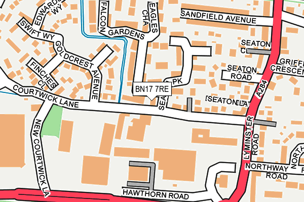 BN17 7RE map - OS OpenMap – Local (Ordnance Survey)
