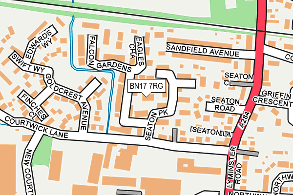 BN17 7RG map - OS OpenMap – Local (Ordnance Survey)