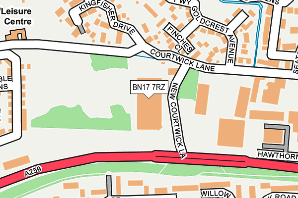 BN17 7RZ map - OS OpenMap – Local (Ordnance Survey)
