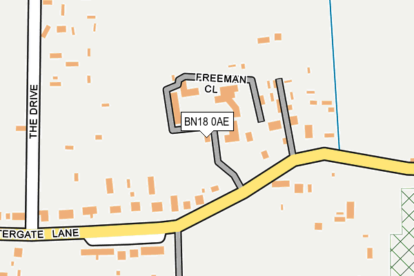 BN18 0AE map - OS OpenMap – Local (Ordnance Survey)