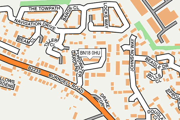 BN18 0HU map - OS OpenMap – Local (Ordnance Survey)