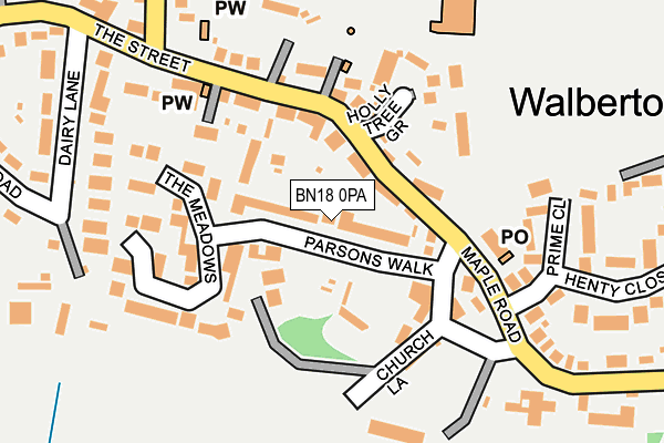 BN18 0PA map - OS OpenMap – Local (Ordnance Survey)
