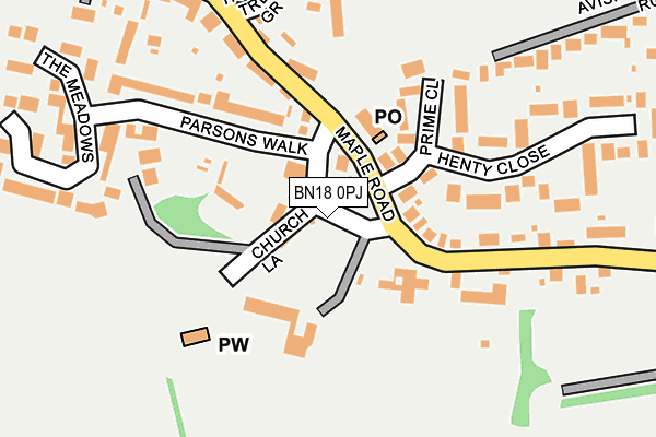 BN18 0PJ map - OS OpenMap – Local (Ordnance Survey)