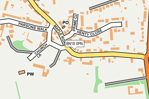 BN18 0PN map - OS OpenMap – Local (Ordnance Survey)