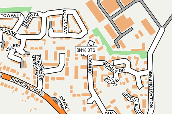 BN18 0TS map - OS OpenMap – Local (Ordnance Survey)