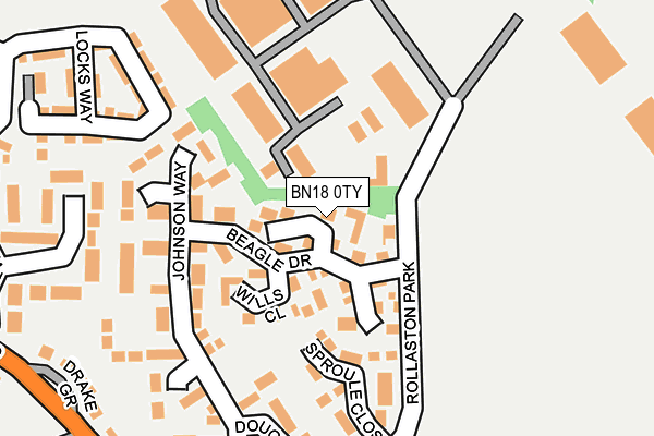 BN18 0TY map - OS OpenMap – Local (Ordnance Survey)
