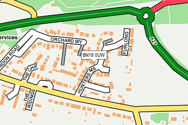 BN18 0UW map - OS OpenMap – Local (Ordnance Survey)