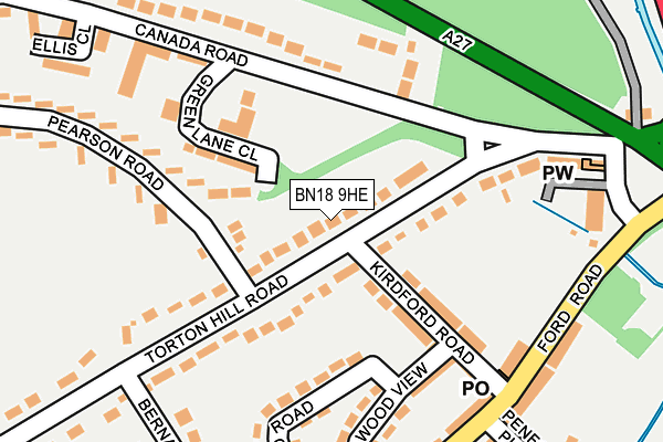 BN18 9HE map - OS OpenMap – Local (Ordnance Survey)