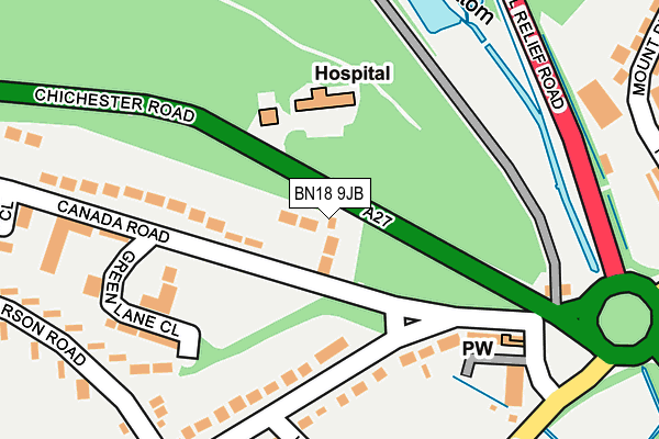 BN18 9JB map - OS OpenMap – Local (Ordnance Survey)